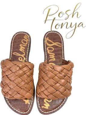 Sam Edelman Griffin Woven Leather Slide Sandals Size 5.5 Boho Coastal Festival